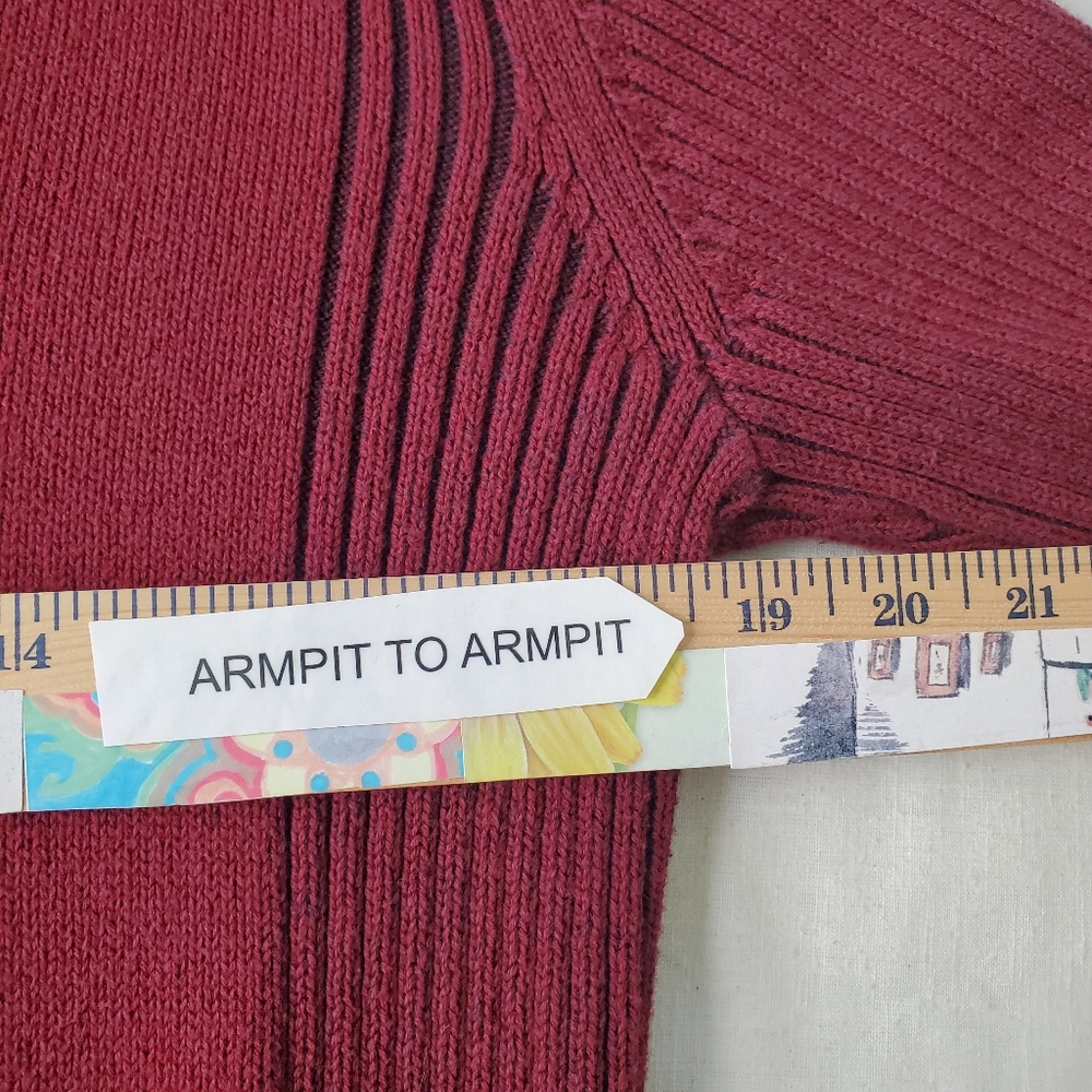 Men's American Rag Shawl Neck Ribbed Detail Burgundy Sweater Sz L Old Money Nice - Picture 3 of 8
